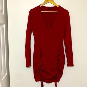 Fashion Nova Deep Red size X-Large tie bilaterally down both thighs.